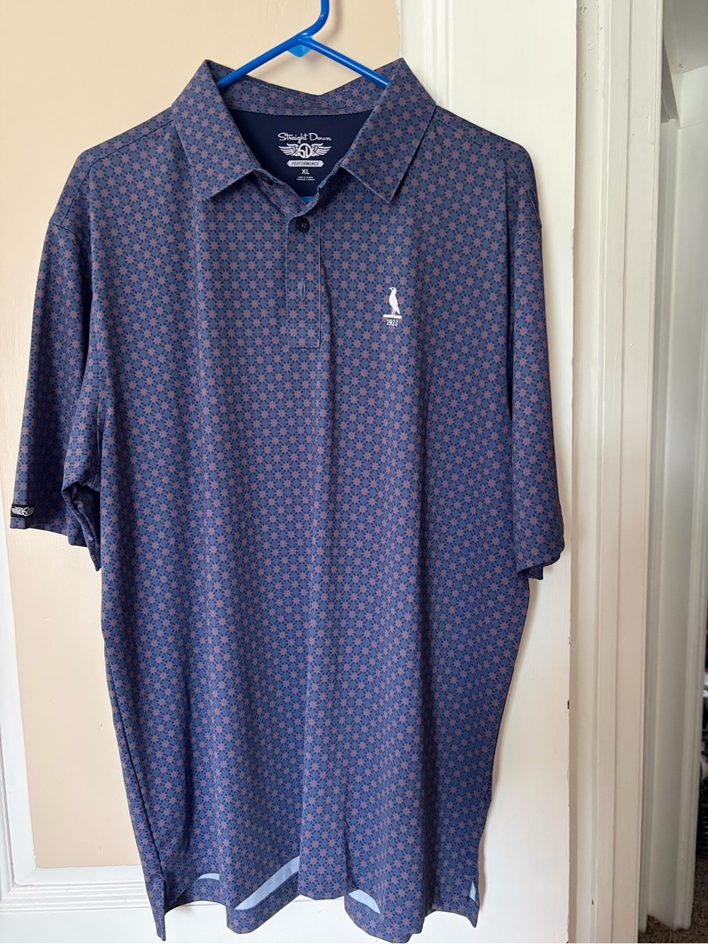 Straight Down Men's Navy Geometric Polo